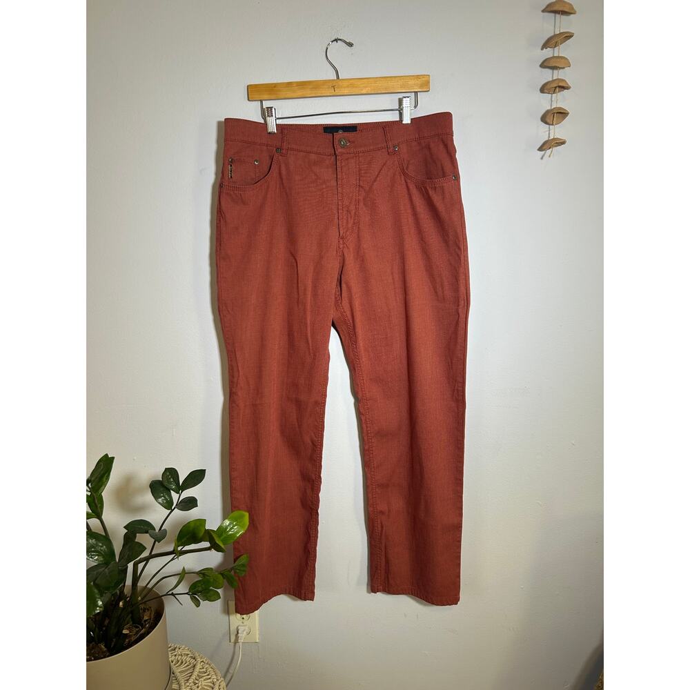 Rust Brax Cooper Fan MTWA Textured Straight Leg Pants Trousers 38/36 Mens